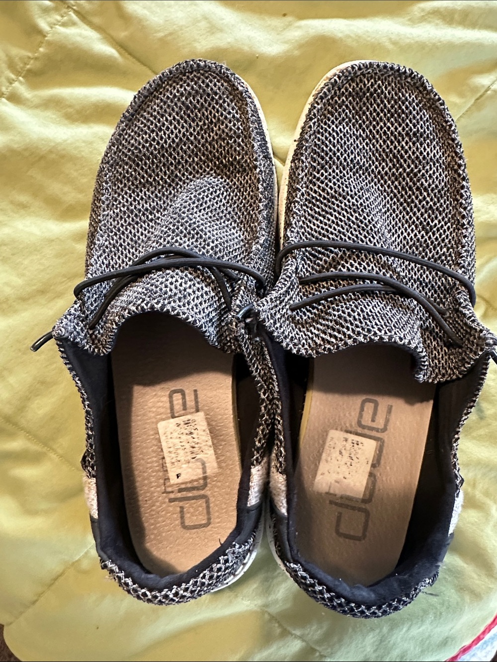 Hey Dude Black and White Knit Women's Lace-Up Sneakers - Picture 3 of 5